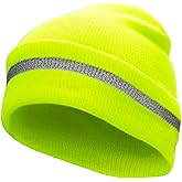 JORESTECH Safety Beanie Unisex Knit Cap Black with Reflective Stripe or Reflective Stitching High Visibility