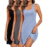 Baggyfly 3 Pcs Women Sleepwear Sleeveless Tank Nightgown Women Racerback Sleep Dress Tank Sleepwear Chemise Nightdress