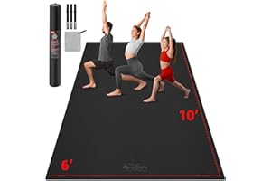 GymCope Large Yoga Mat with Carrying Straps, 10'x6'/9'x6'/8'x6'/7'x5'/6'x4' (8MM) Thick Yoga Mat, Wear-Resistant and Anti-slip Gym Mat Ideal for Home Yoga, Pilates, Fitness, Extra Thick Yoga Mats for Barefoot Use