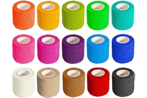 Self Adhesive Bandage Wrap 15 Rolls | Non-Woven Self Adherent Vet Wrap Tape, Athletics Elastic Bandage for Sports,Pet Bandage