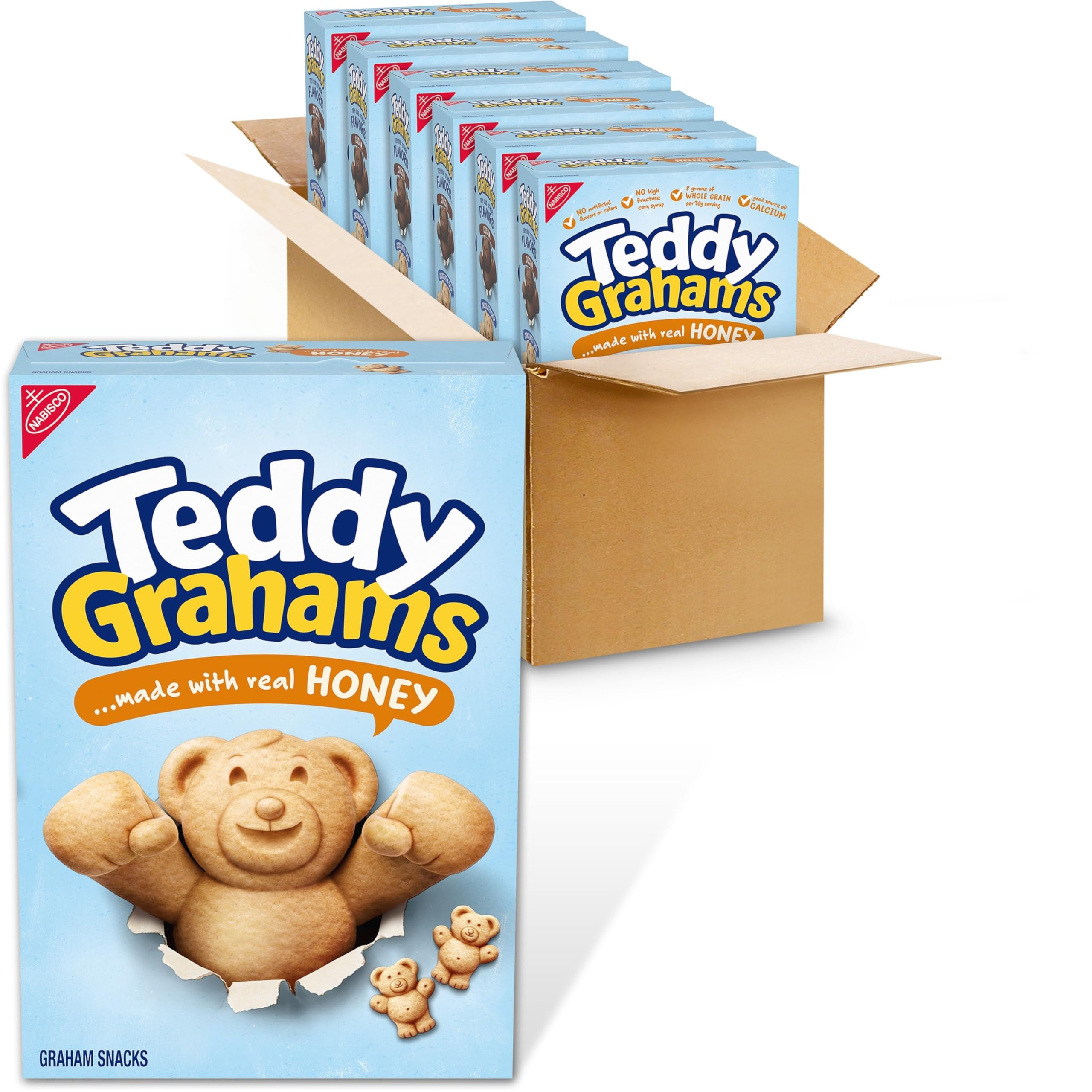 Photo 1 of TEDDY GRAHAMS Honey Graham Snacks, Bulk Kids Snacks, 6 - 10 oz Boxes