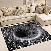 DJNEAR Vortex Area Rug Black and White for Kids Boys Girls Bedroom Living Room Art Carpets Black Hole Throw Rugs Floor Mat Pa