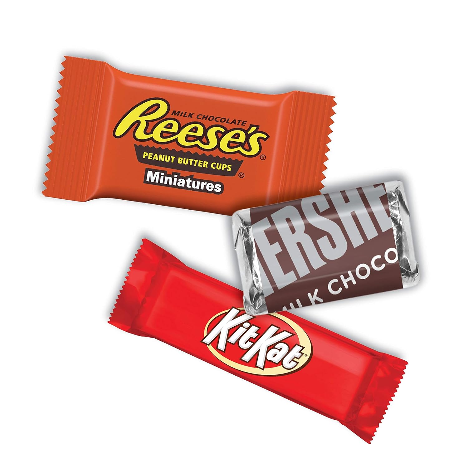 REESE'S, HERSHEY'S and KIT KAT Assorted Milk Chocolate Miniatures Candy, Bulk, 80.39 oz Bulk Variety Bag (265 Pieces) : Grocery & Gourmet Food