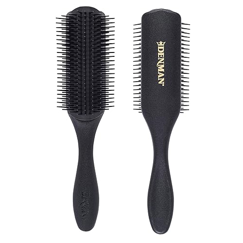 Denman Curly Hair Brush D4 (All Black) Row Styling Brush for