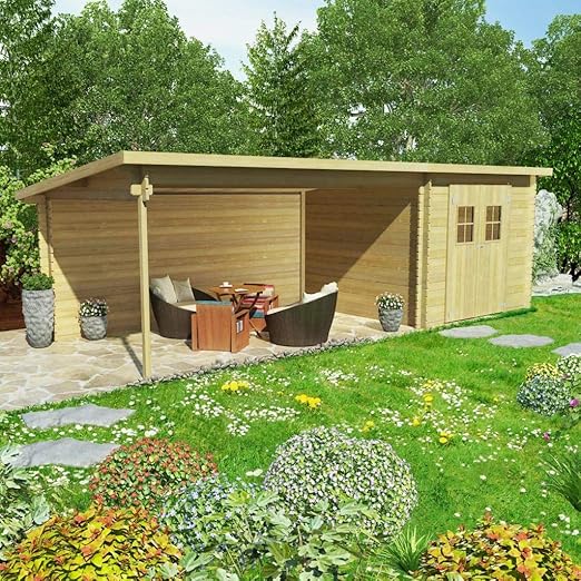 Ghuanton Blockhaus Gartenschuppen Massivholz 28 Mm 7 3 X 3 M Heim Garten Rasen Garten Garten Balkon Gartenhauschen Gartenbauten Gartenhauser Gerateschuppen Amazon De Garten
