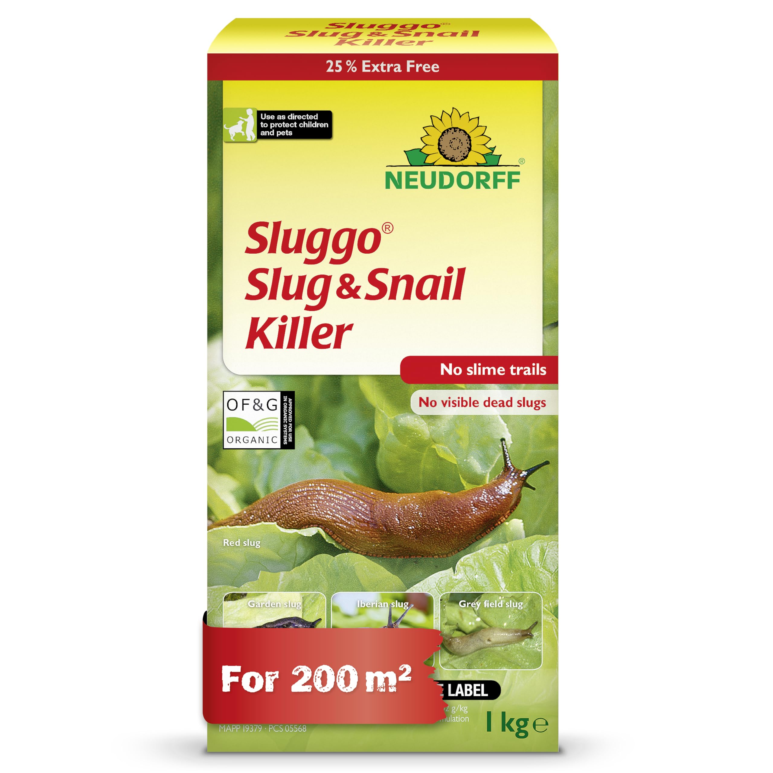 Neudorff Sluggo Slug & Snail Killer – Effective slug control against slugs and snails. No slime traces and no visible dead slugs. For 200 m², 1 kg