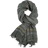 NJYFG Unisex Striped Men Scarf Lightweight Cotton and linen Large Scarves Winter Warm Scarfs for Women