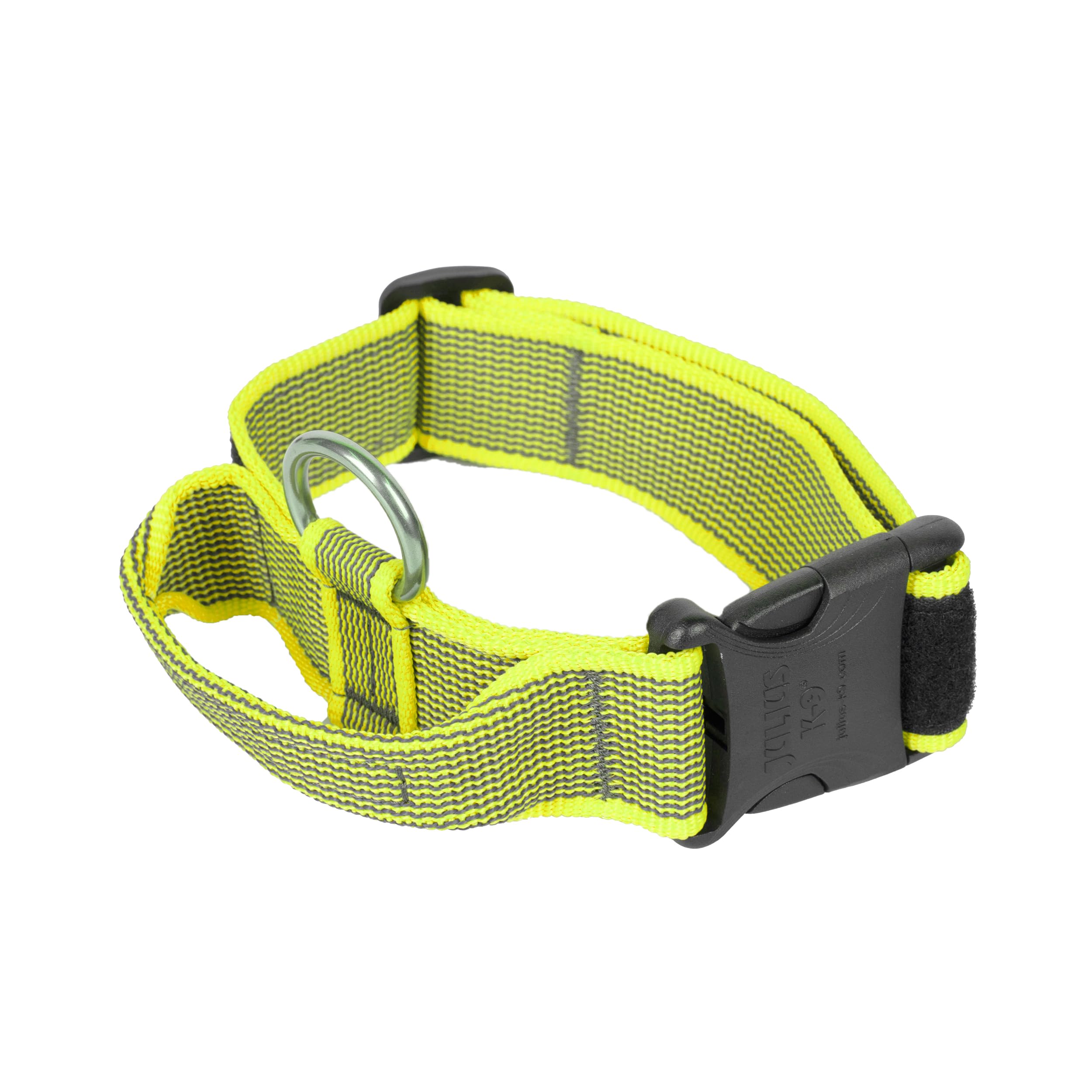 Julius-K9 Color and Gray Collar with Handle and Interchangeable Patch, 40 mm (38-53 cm), Neon-Gray