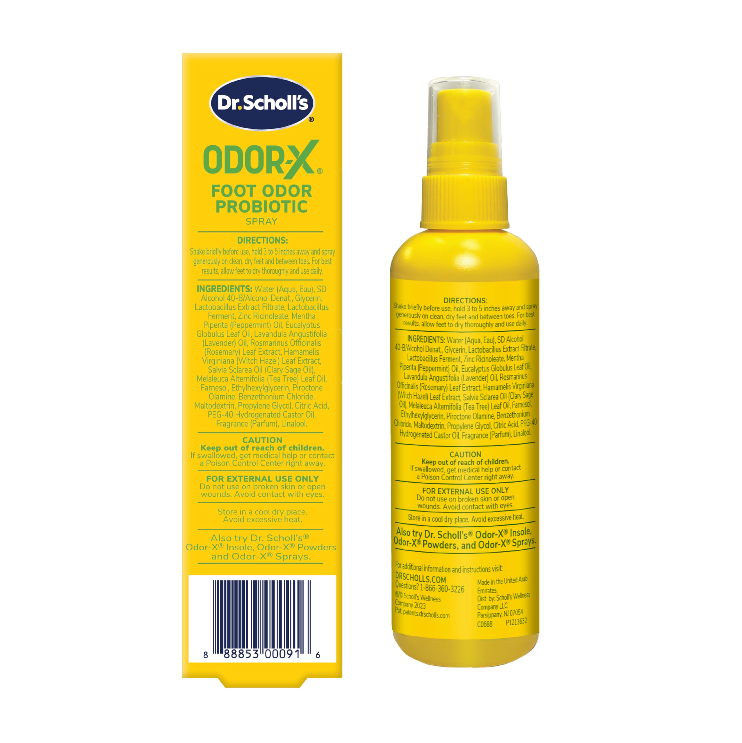 Dr. Scholl's ODOR-X FOOT ODOR PROBIOTIC SPRAY, 4 oz // Immediately Eliminates The Worst Odors - Prevents Embarrasing Odors From Returning - Restores Skin's Microbiome