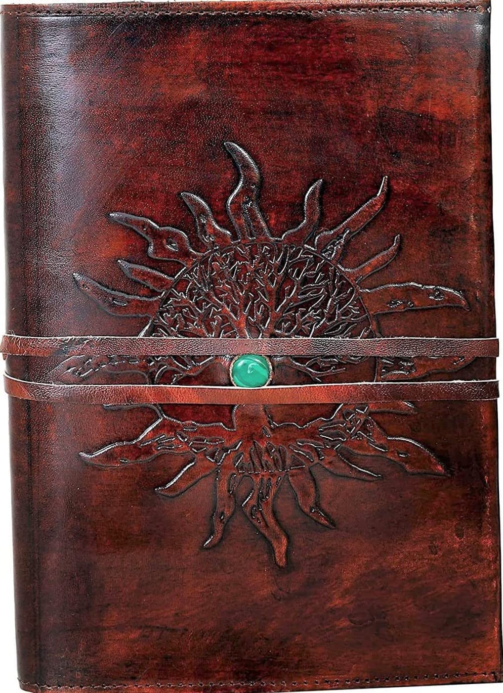 Leather Journal Refillable Lined Paper SUN Tree of Life Handmade ...