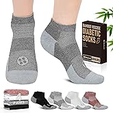 NOLUNT Diabetic Socks for Men,4 Pairs Low Cut Seamless Diabetic Socks for Men 9-11 10-13(White+Black+Dark Grey+Deep Brown-Large)