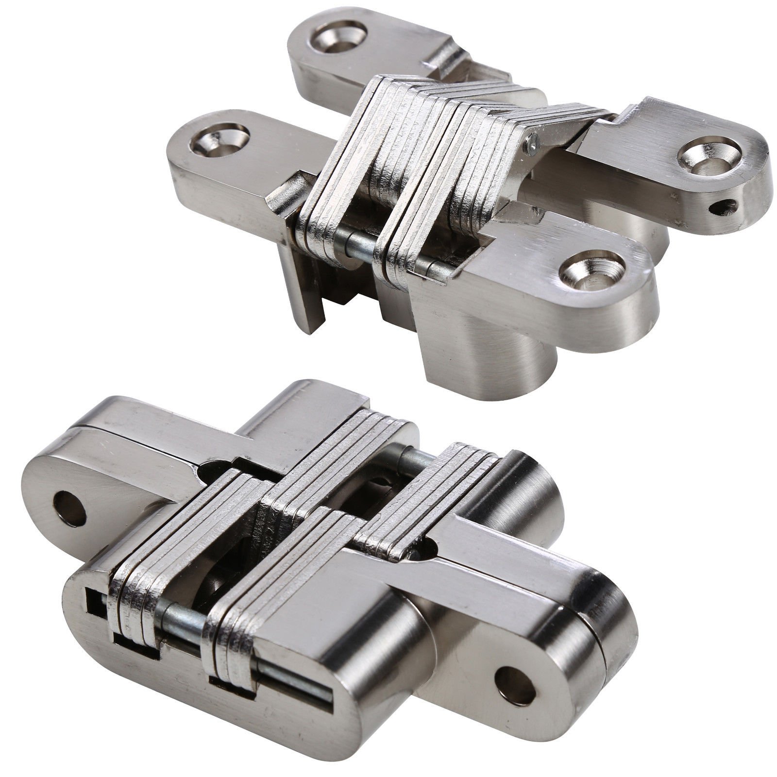 UHPPOTE Polished Invisible Hidden Conceal Mounted Door Blind Cross Hinge 180 Degree (Pack of 1 Pair)