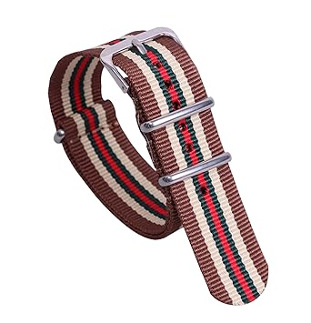 18mm Brown/Beige/Green/Red High-end Superior NATO Style Nylon Watch Band Strap Replacement for Men