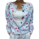 WDIRARA Women's Floral Button Down Cardigan Sweater Long Sleeve Knit Outerwear