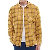 Men's Plaid Flannel Regular Fit Shirts Warm Button Down Long Sleeve Work Casual Shirt