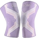 LCZDZQ Knee Braces 2-Pack - Compression Sleeves for Men & Women, Knee Pain Relief for Arthritis, Meniscus Tear, Running, Gym, Basketball - Purple M(Check Sizing)