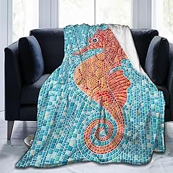 Duduho Seahorse Bed Blanket Ultra Soft Ocean Theme