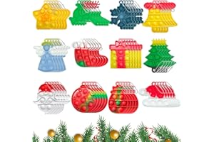 ADATOS 60Pcs Christmas Mini Pop Keychain Fidget Toys, Mini Pop Bubble Christmas Fidget Toy, Silicone Mini Pop Toys Bulk for Kids Anxiety Stress Reliever for Adults