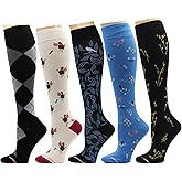 5 Pairs Dr. Motion Therapeutic Graduated 8-15mmHg Compression Women's Knee-hi Socks
