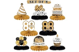 LINGTEER Happy 88th Birthday Table Honeycomb Centerpieces Cheers to 88th Birthday 88 Years Old Party Table Decorations Gift Sign.