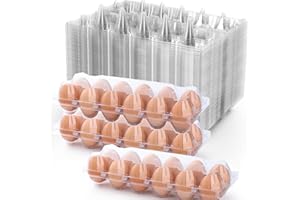 ALISWAT 48 Pack Egg Cartons Cheap Bulk 12 Count, 1 Dozen Clear Empty Chicken Egg Cartons for Chicken Eggs, Plastic Egg Holder Egg Container for Family, Chicken Farm and Markets - Medium Reusable Egg Carton