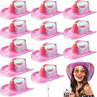 Coume 23 Pcs Cowboy Light up Hat Bulk Sparkly Holographic  display picture 1