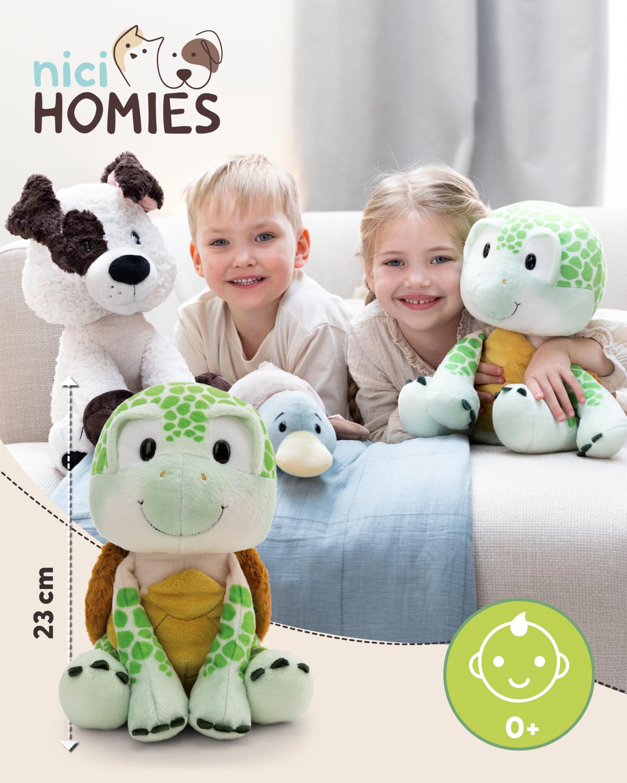 NICI Kuscheltier Schildkröte 23cm - grün - Stofftier aus weichem Plüsch, niedliches Plüschtier zum Kuscheln und Spielen, für Kinder & Erwachsene, tolle Geschenkidee - 63069 3