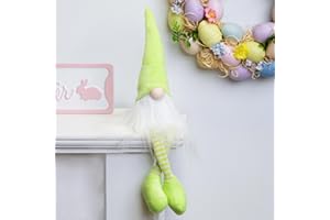 Northlight 16" Lime Green and White Sitting Spring Gnome Figure