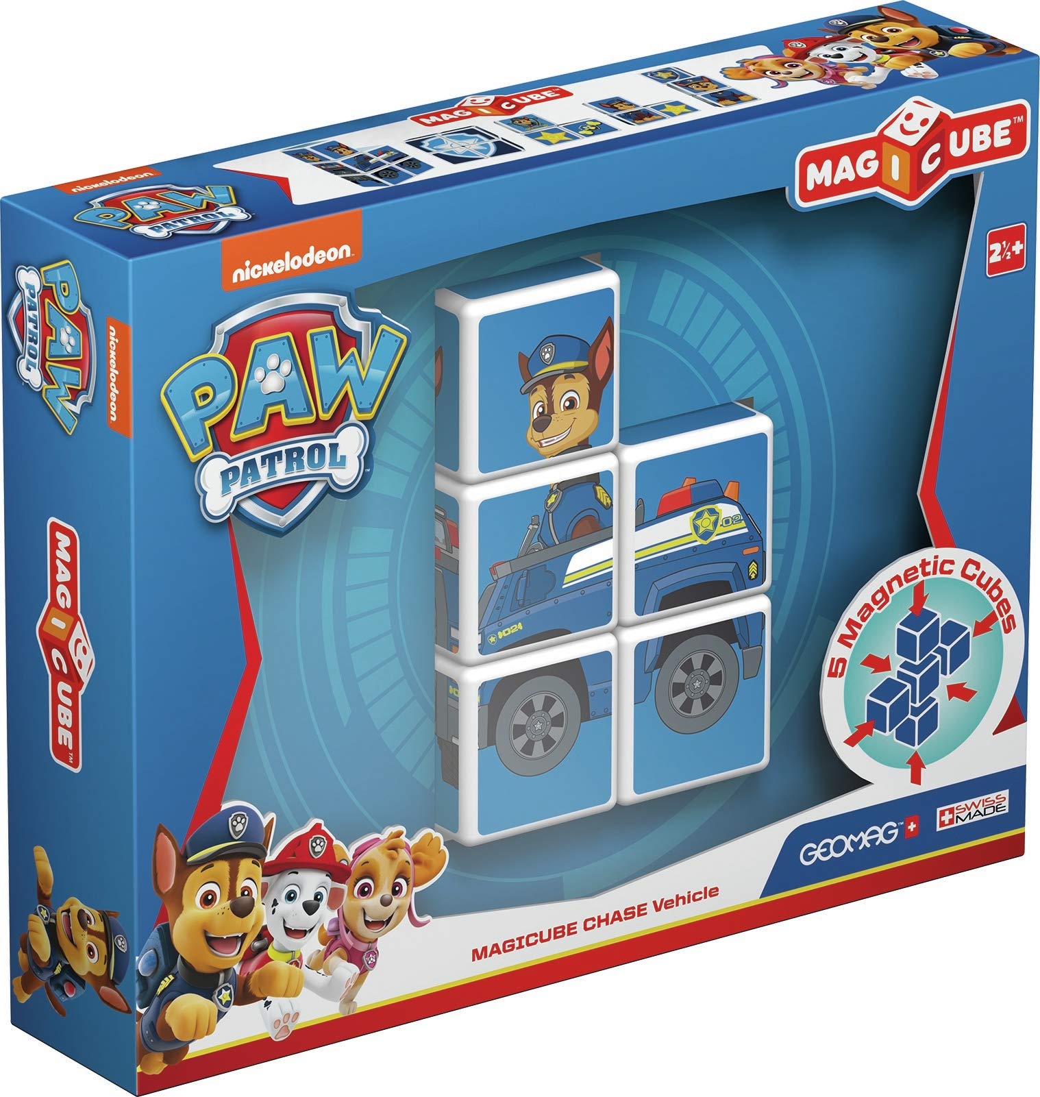 Geomag Magicube Paw Patrol 079 - Chase’s Police Car - Magnetic Constructions, 5 Cubes