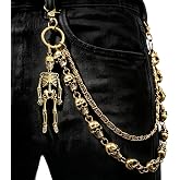 Sduphs Skull Wallet Chain for Men, Gothic Punk Biker Pant & Jean Chain | Unique Skull Design, Premium Materials, and Versatile Use for Jeans, Pants, and Streetwear