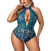 Avidlove Plus Size Lingerie for Women Lace Bodysuit Halter Teddy Babydoll Nightgown 16-24 Plus