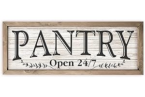 MRC WOOD PRODUCTS Pantry Open 24/7 White Rustic Wood Wall Sign 6x18 (White with Frame)