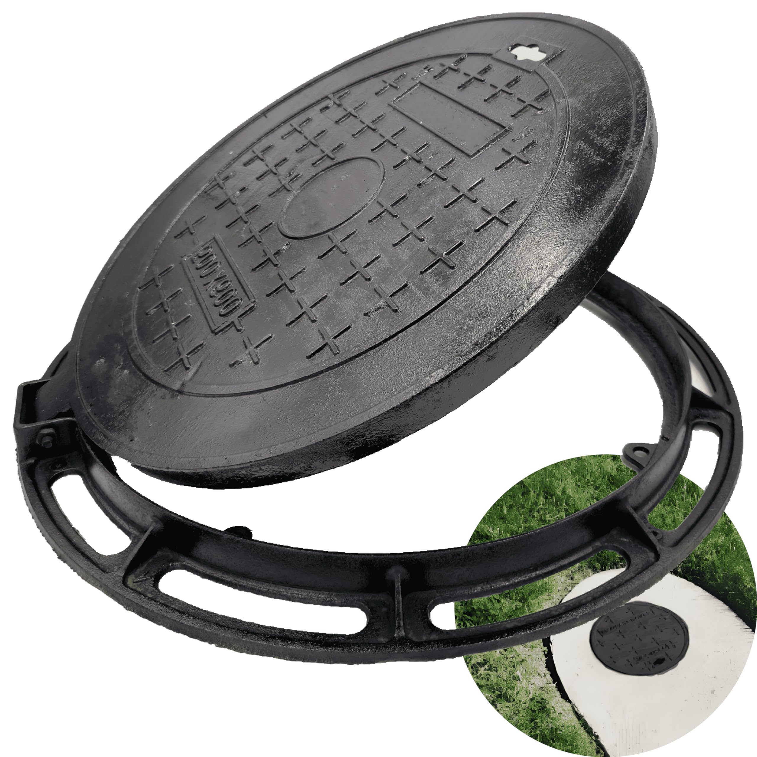 MOSINSBO 20” Cast Iron Manhole Cover and Frame, B