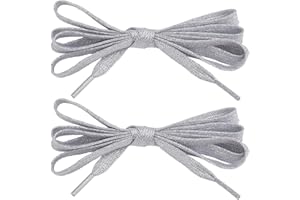 NICENEEDED 4 PCS 47" Long 0.4" Wide Double Layer Silver White Flat Shoelaces, Ployester Athletic Shoe Lace, Replacement Shoel