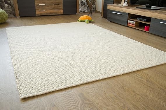 Murnau Handweb Teppich - aus nachhaltiger, deutscher Produktion - gewalkt - weiß, Größe: 250x300 cm