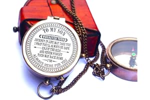 EBULL INTERNATIONAL Engraved to My Son Brass Compass from Mom Dad, Father to Son Gifts, Birthday Baptism Confirmation Communion, Mom to Son Gifts for Graduation Day, Compass for Women Men Gift for Son