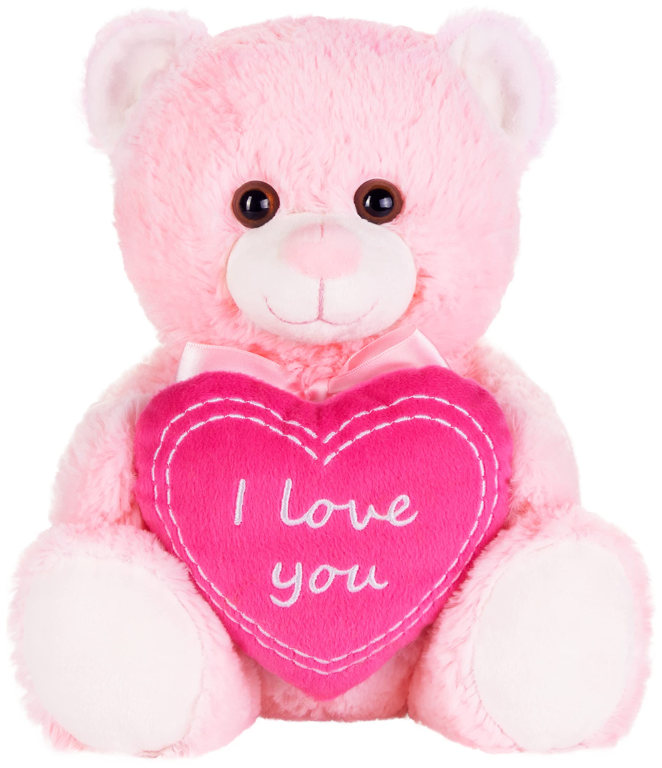 BRUBAKER Teddy Plush Bear with Heart Pink - I Love You - 9.8 Inches (25 cm) - Teddy Bear Plush Teddy Cuddly Toy - Soft Toy Pink