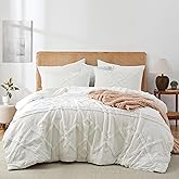 Oli Anderson White Queen Comforter Set, 3 Pieces Tufted Bedding Set, Boho Shabby Chic Comforter with 2 Pillowcases (Cloud White,Queen)
