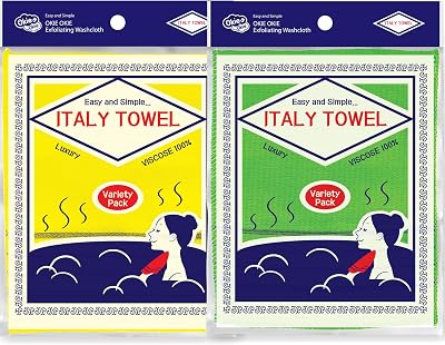 OKIEOKIE 8PCS Korean Exfoliating Washcloth - Green & Yellow Towel Set