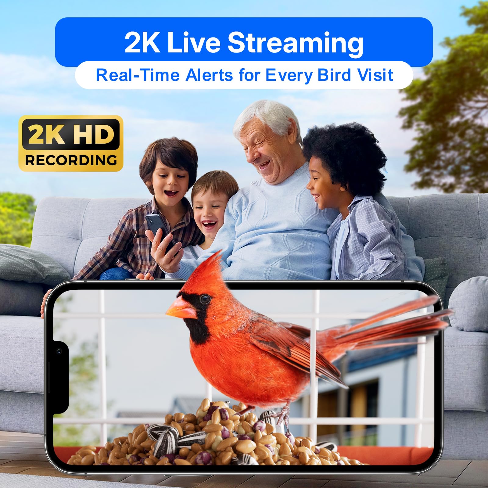 Condition photo showing New/Like New for titto smart bird feeder with camera, outdoor metal bird feeders with ai identify birds species, 2k l