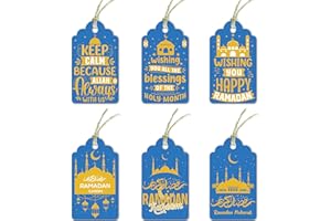 DONEJPEE 120 Pcs Ramadan Mubarak Gift Tags, Eid Mubarak Gift Tag Lables, Ramadan Decorations for Home Ramadan Kareem Eid Mubarak Gift Bag Tags Lable Islamic Muslim Party Favor and Supplies