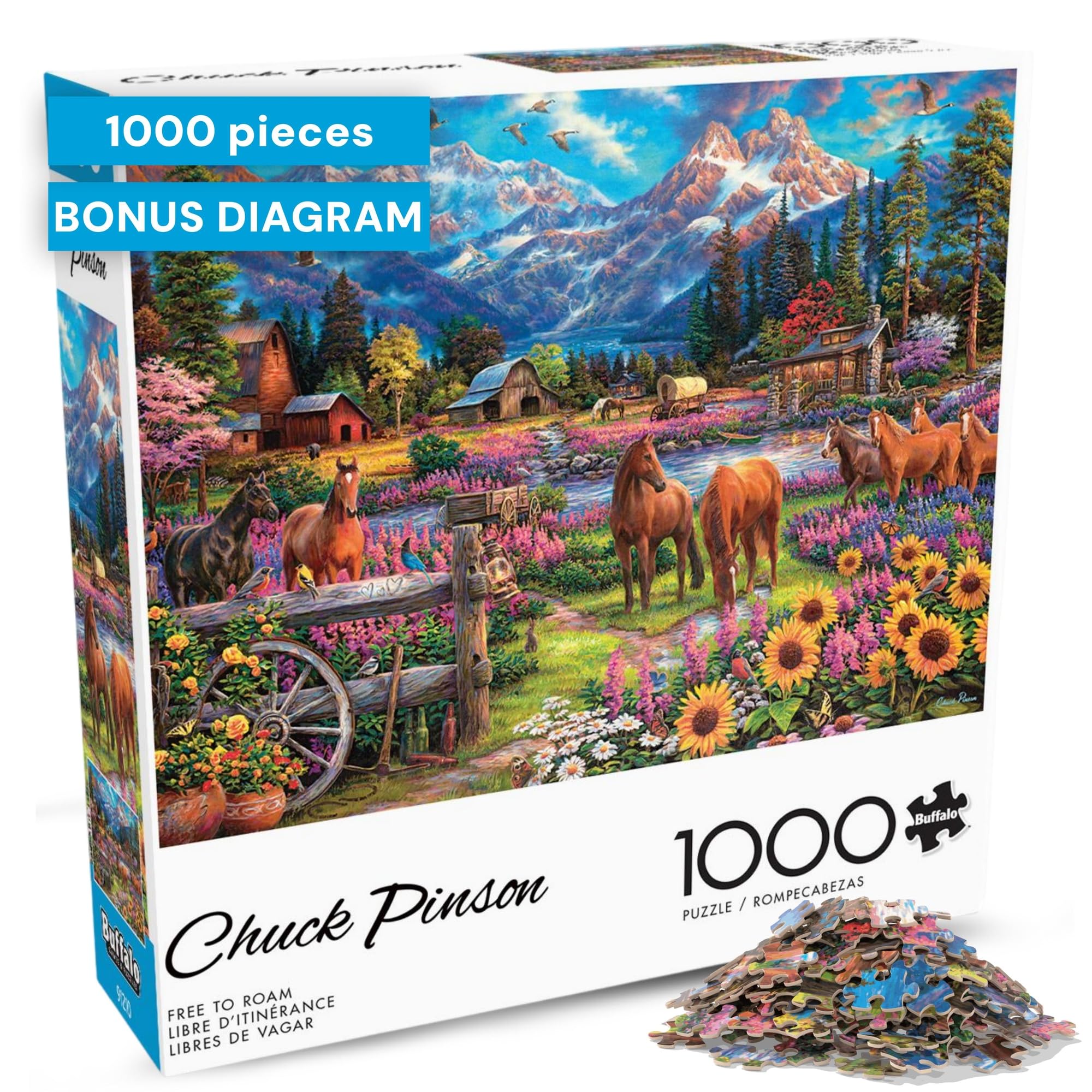 Buffalo Games - Chuck Pinson - Free to Roam - 1000 Piece Jigsaw Puzzle for Adults Challenging Puzzle Perfect for Game Nights - Finished Size 26.75 x 19.75