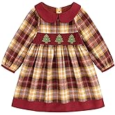 Simplee kids Baby Girls Peter Pan Collar Dress Long Sleeve Dress for Winter Autumn 12M-6T
