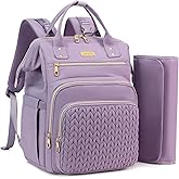 AIJIEKE Diaper Bag, Large Wide-Open Baby Diaper Backpack, Multi-functional Baby Travel Tote Bag, Diaper Bag with Changing Pad, Diaper Bags for Mom & Maternity (Purple)