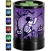 Hituiter Halloween Wax melt Metal Warmer for Scented with 7 Colors LED Changing Wax Burner Melter and Scentsy Warmer for Halloween Decorations Indoor