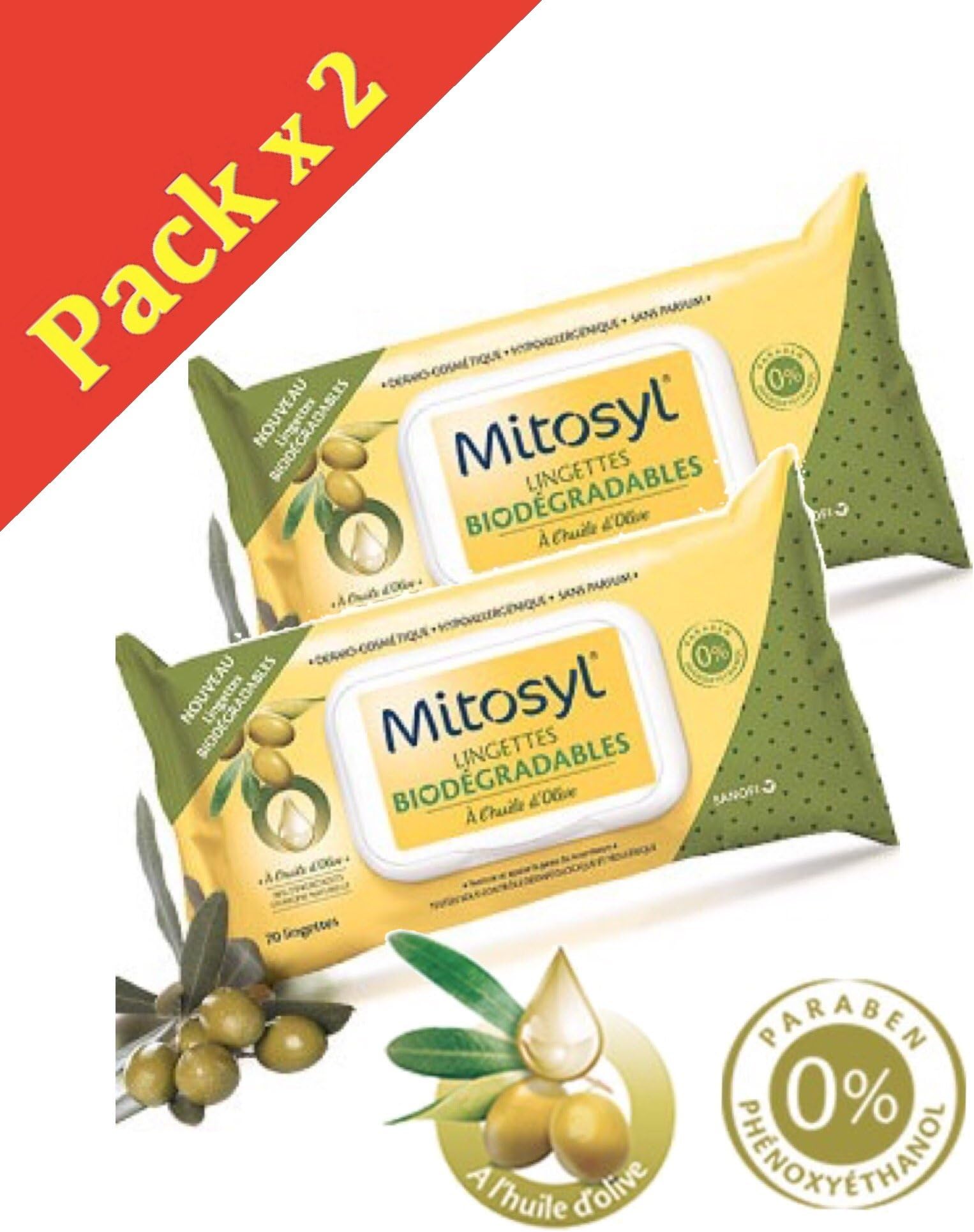 Mitosyl Olive Oil Biodegradable Wipes 70 Wipes – Pack of 2