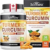 Turmeric Curcumin 1500mg | Turmeric Supplements + Black Pepper | Joint Pain Relief & Anti Inflammatory Pills | High Potency C