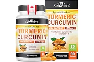 Turmeric Curcumin 1500mg | Turmeric Supplements + Black Pepper | Joint Pain Relief & Anti Inflammatory Pills | High Potency C
