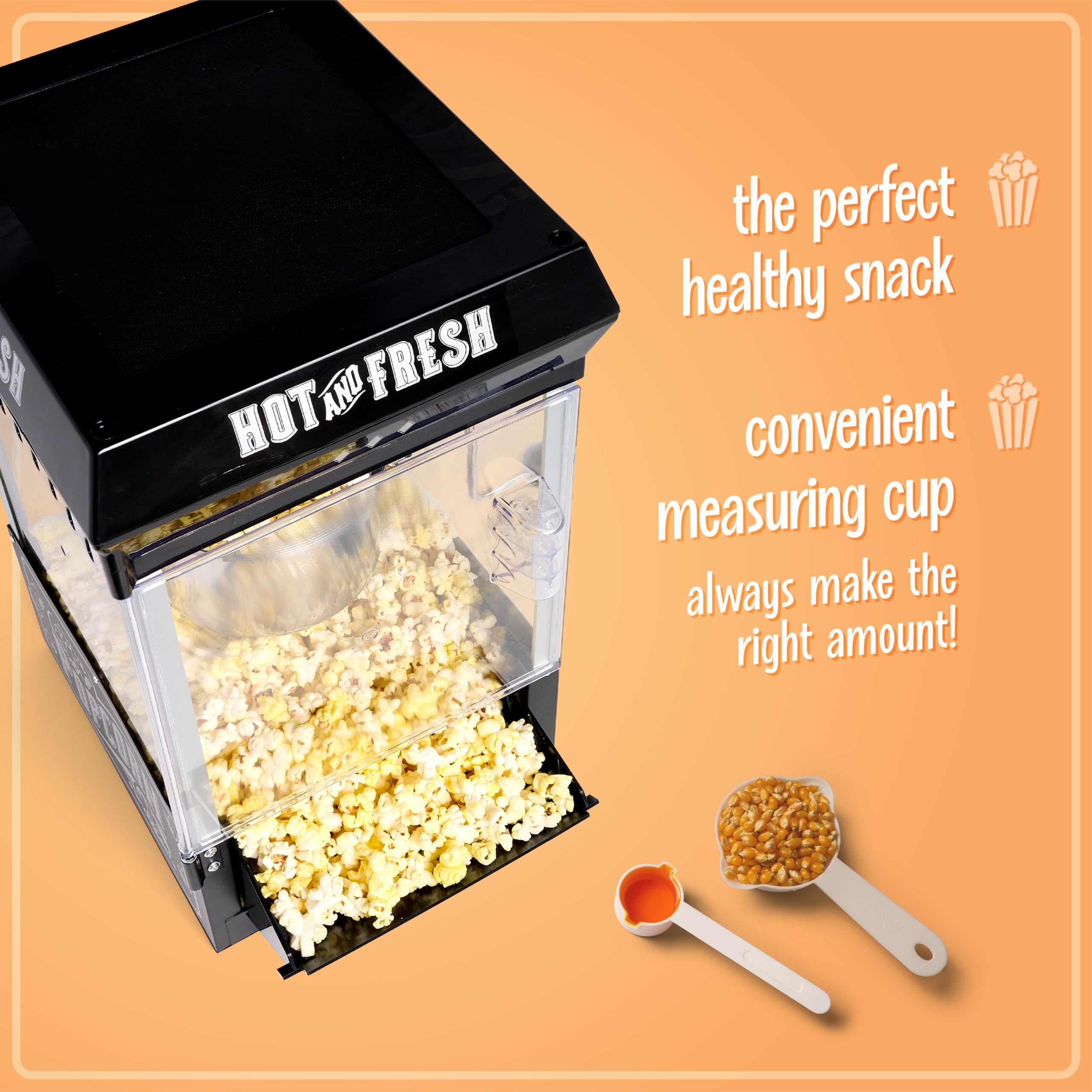 Nostalgia Popcorn Maker Machine - Professional Tabletop With 2.5 Oz Kettle Makes Up to 10 Cups - Vintage Popcorn Machine Movie Theater Style - Black