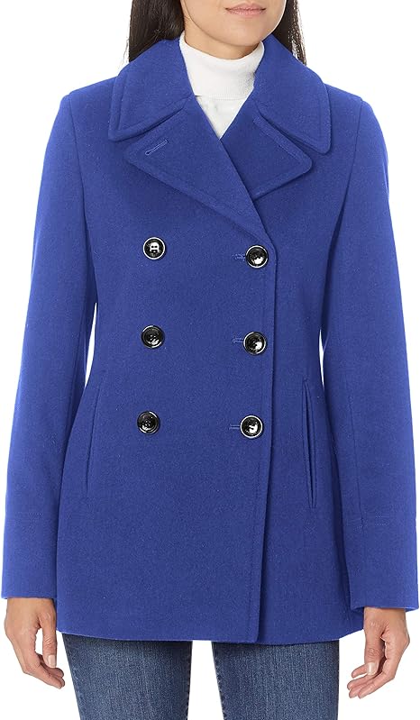 Calvin Klein Damen Womens Double Breasted Peacoat Caban Jacke Amazon De Bekleidung